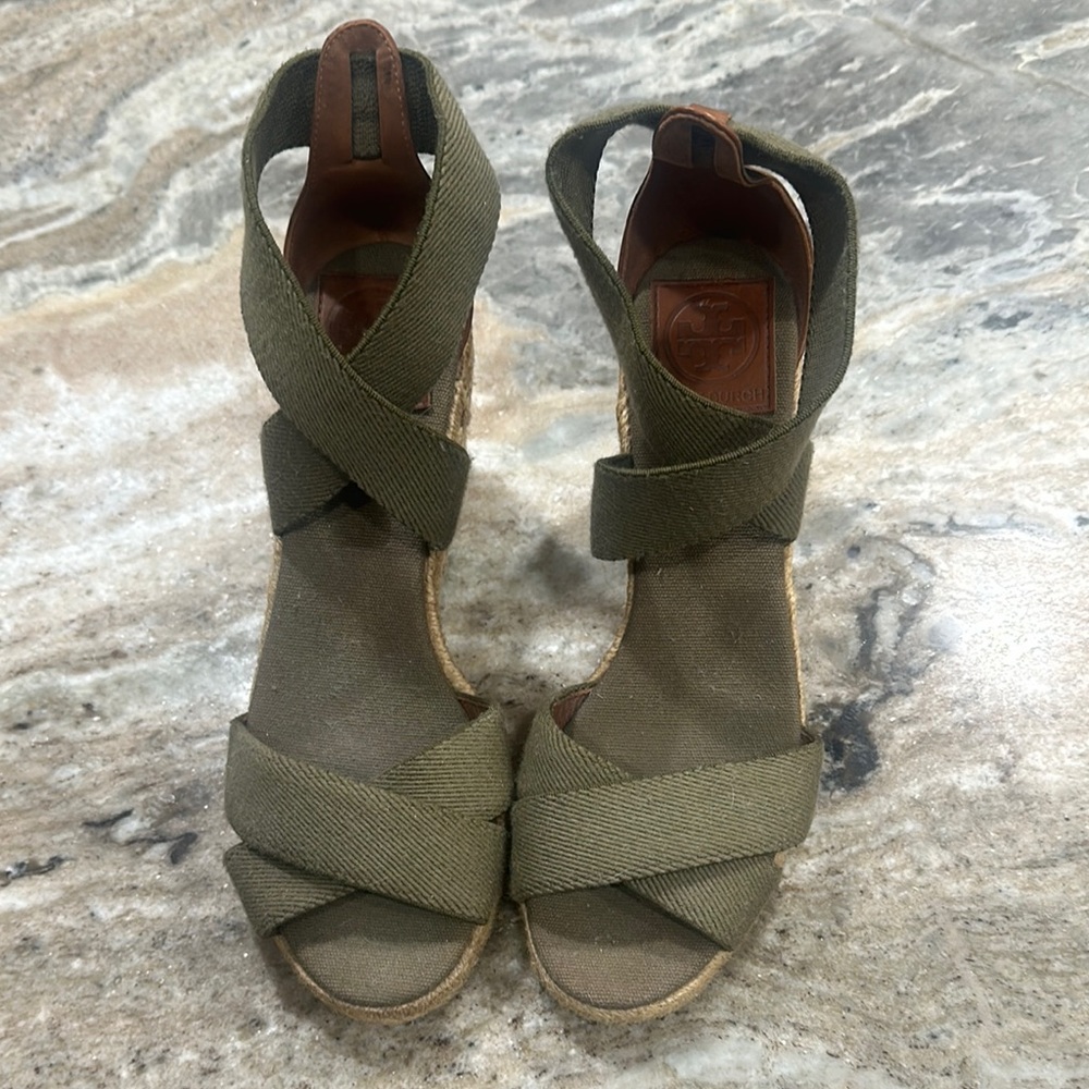 Tory Burch Olive Green Espadrille Sandals